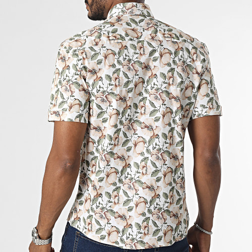 Chemise Manches Longues Blanc Beige Floral