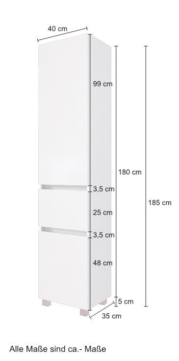 Hochschrank BAABE 40 x 180 cm Weiß matt