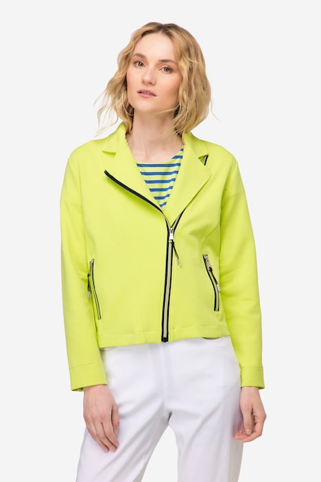 Biker-Jacke, Sweat, Revers, Zipper, Langarm