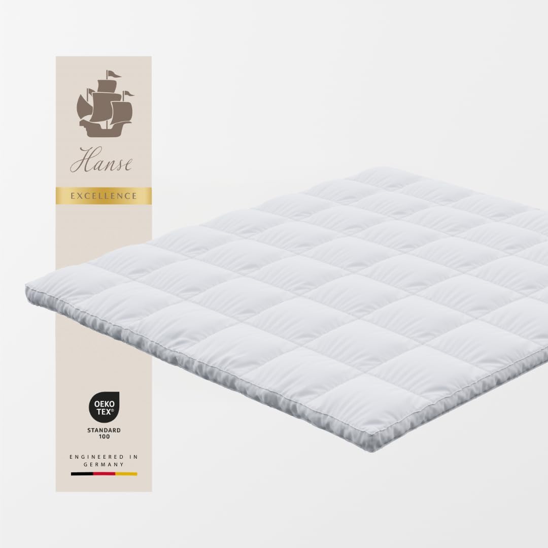 Hanse Excellence Natürlicher Topper 120 x 200cm, bauschig-luxuriöSer Matratzentopper aus Federn & Daunen, 7cm Topper mit natürlichem LiegegefüHL, allergikergeeignet, Made in Germany