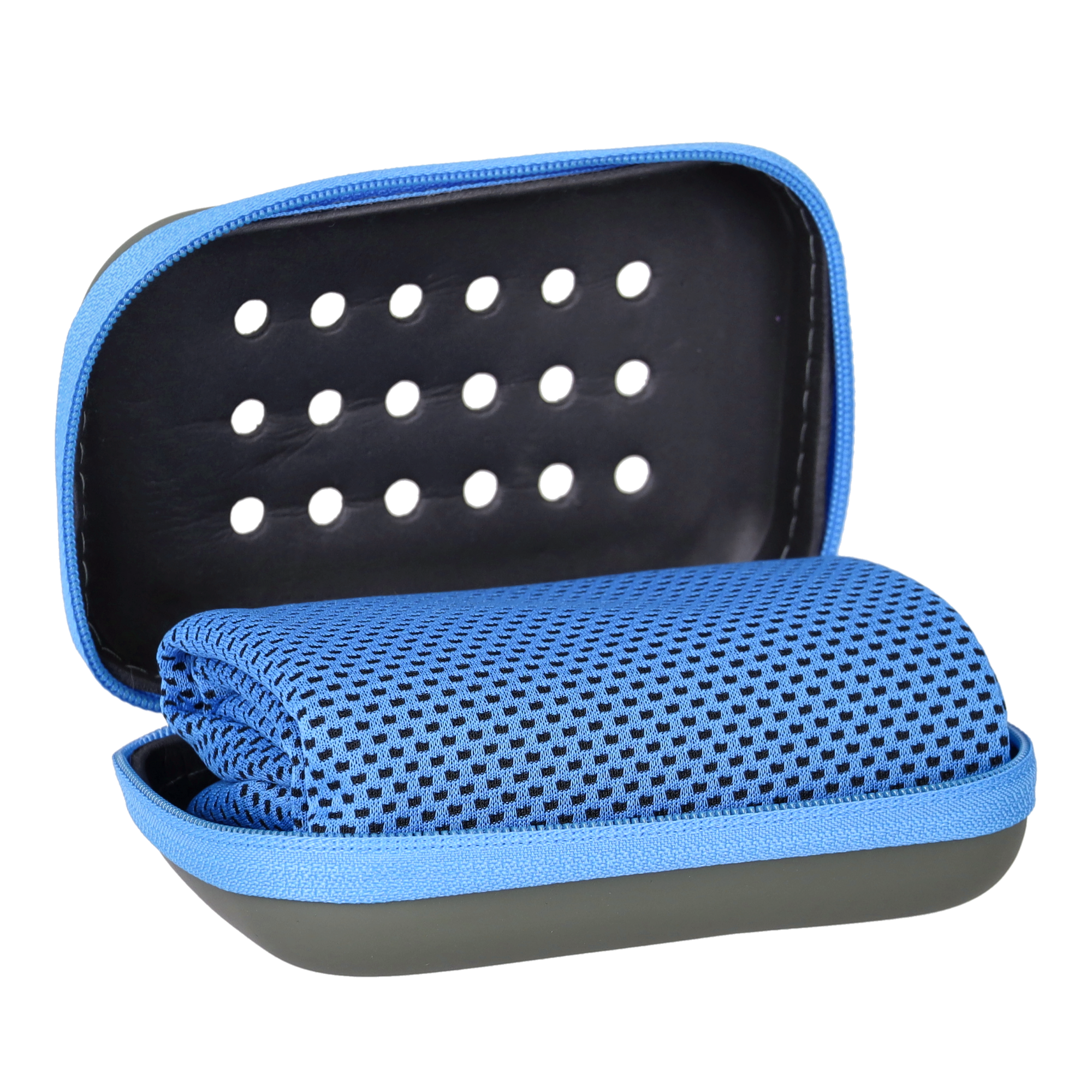 (90x28cm) Fitness Sport Mikrofaser Handtuch mit EVA Trocknungs Case für Workout / Yoga / Wandern / Reisen - Blau