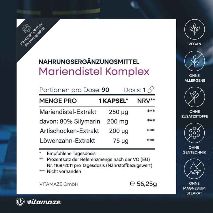Mariendistel Komplex Artischocke + Löwenzahn veg.Kps, 90 St