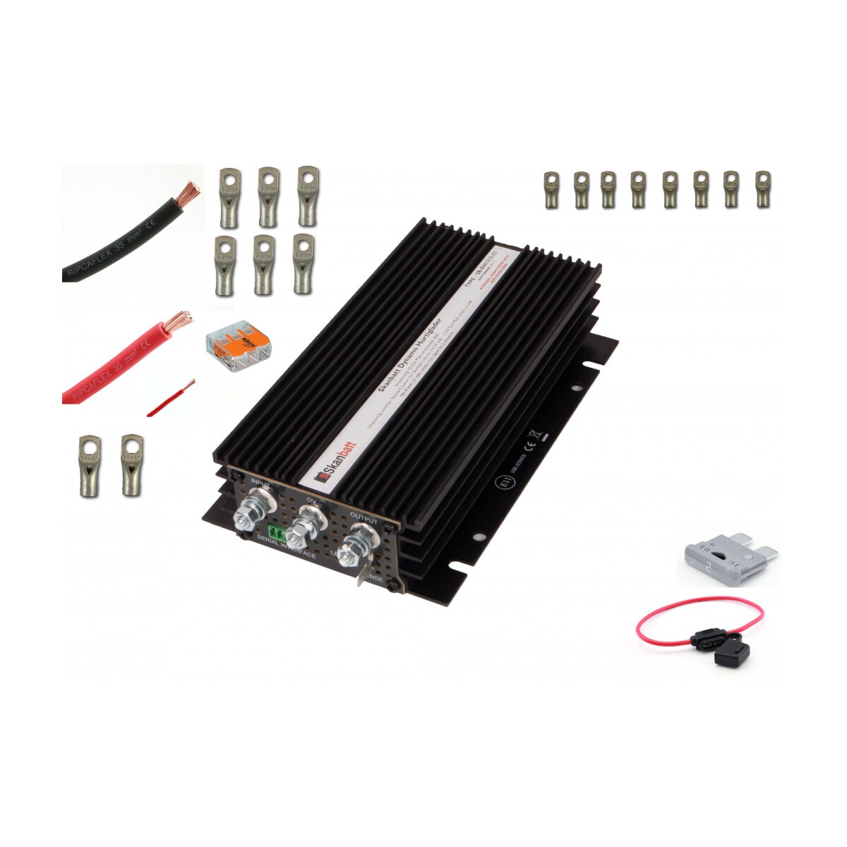 Fricampingpakke m/ Skanbatt 35A Dynamo Hurtiglader m/blåtann og mont.kit - DCDC for alle bobiler
