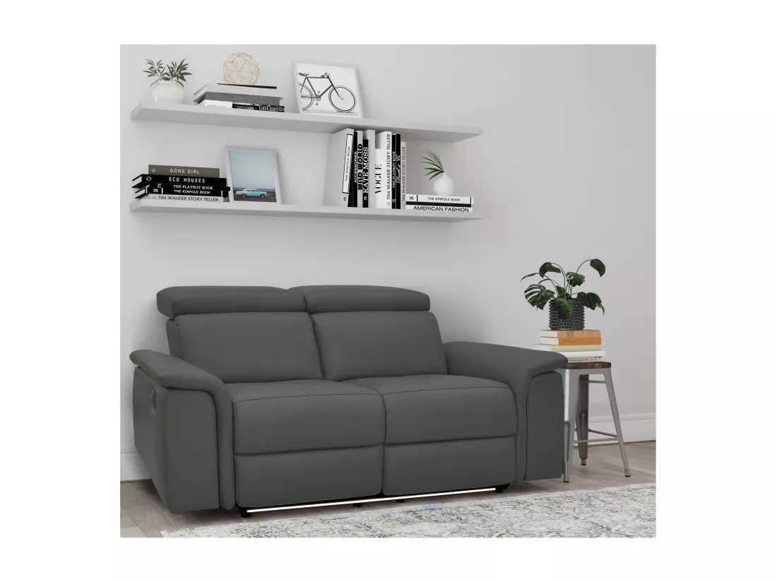 Pareli | Canapé 2 places avec fonction manuel en PU/cuir gris