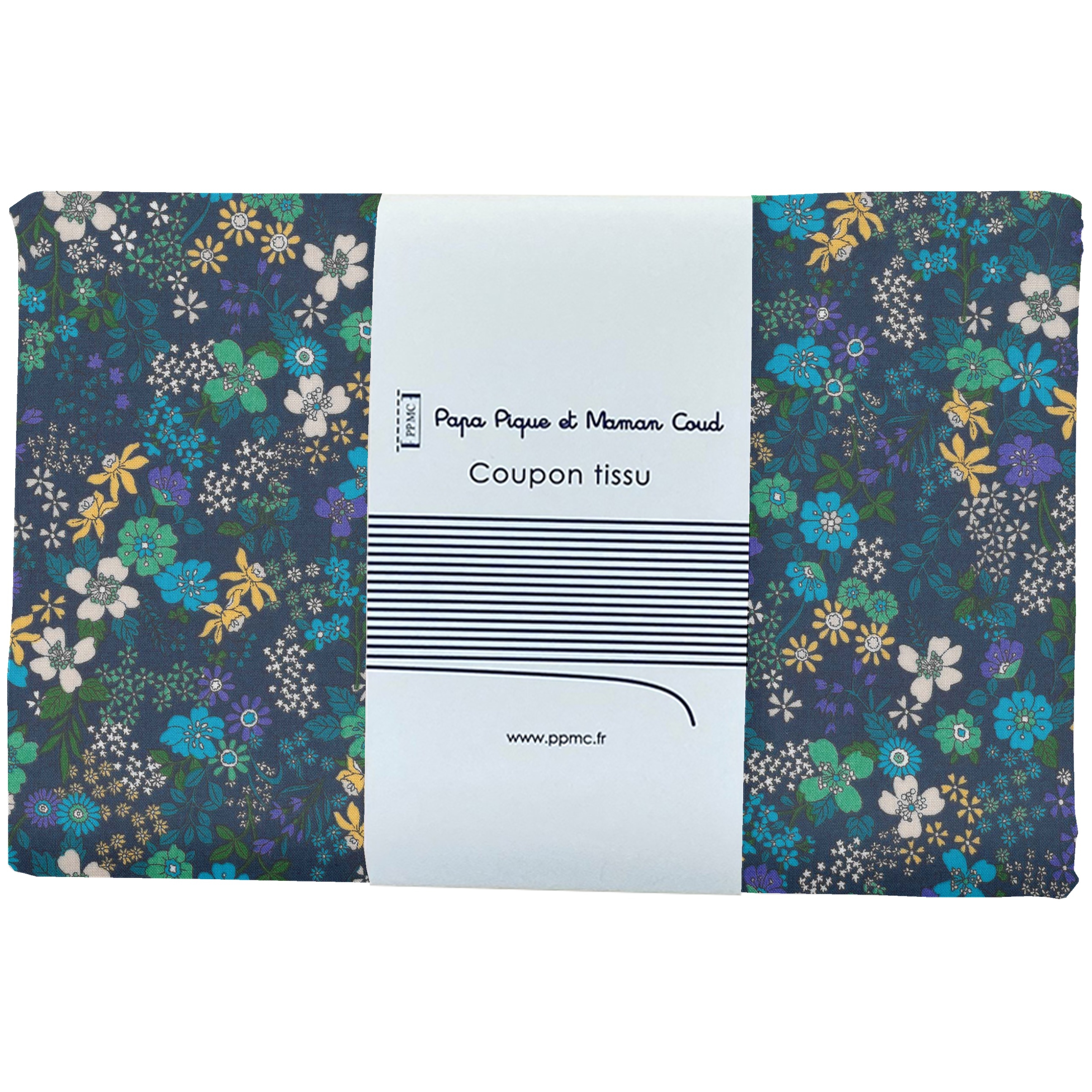 Coupon Tissu 1 M Ex2340 Mini Fleuri Bleu Vert