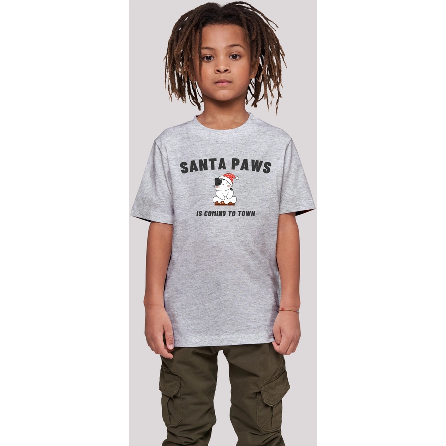 F4NT4STIC T-Shirt Santa Paws Christmas Cat heather grey
