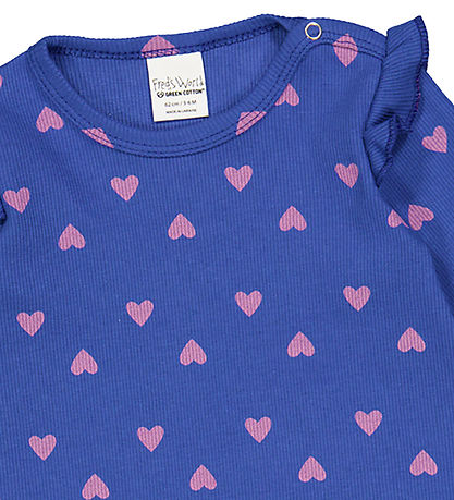 Freds WoRød Kjole - Rib - Heart - Star Blue/Pink Haze