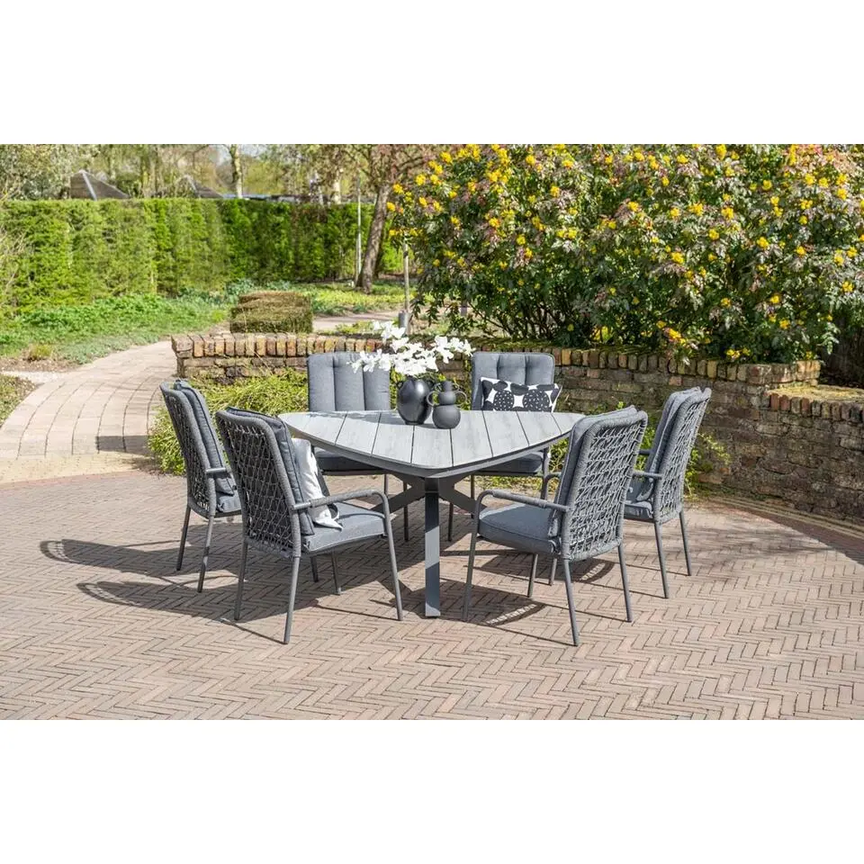 Venice dining fauteuil - carbon black - rope dark grey - mystic grey