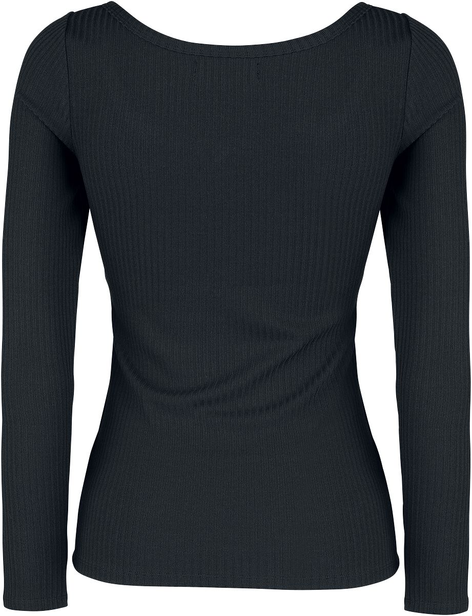 Haut Manches Longues Noir Zippé Au Col | Black Premium by EMP T-shirt manches longues