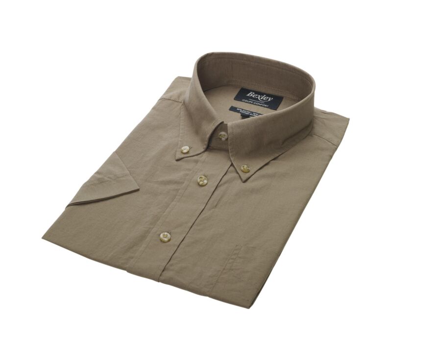 Chemise coton et lin taupe - Poche poitrine - COLTEN MC
