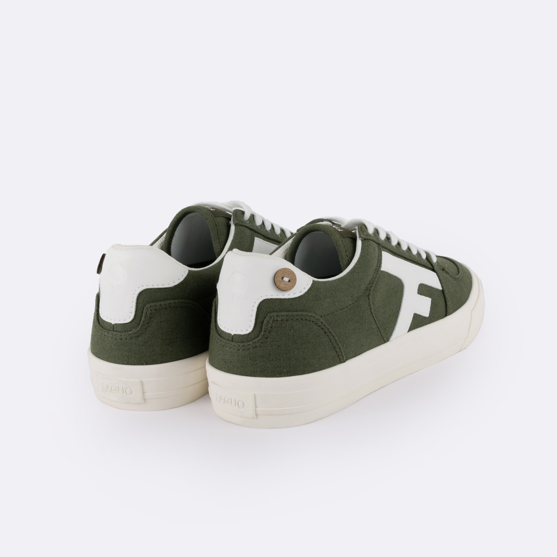 Tennis kaki vegan coton et coton recyclé - modèle walnut