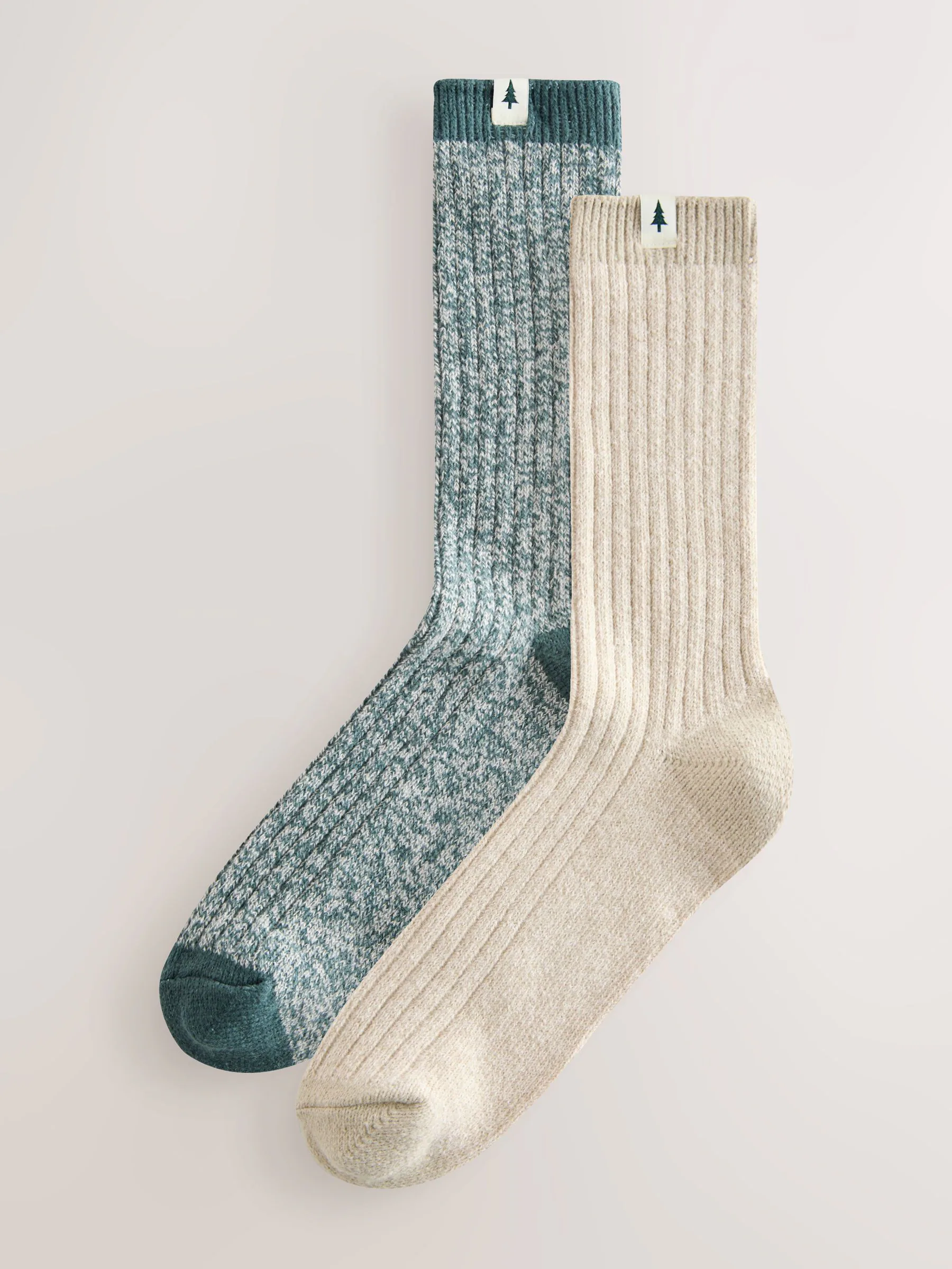 Groen/Crème gedraaid - Superzachte Kerstmis Sokken voor het hele gezin, 2 paar