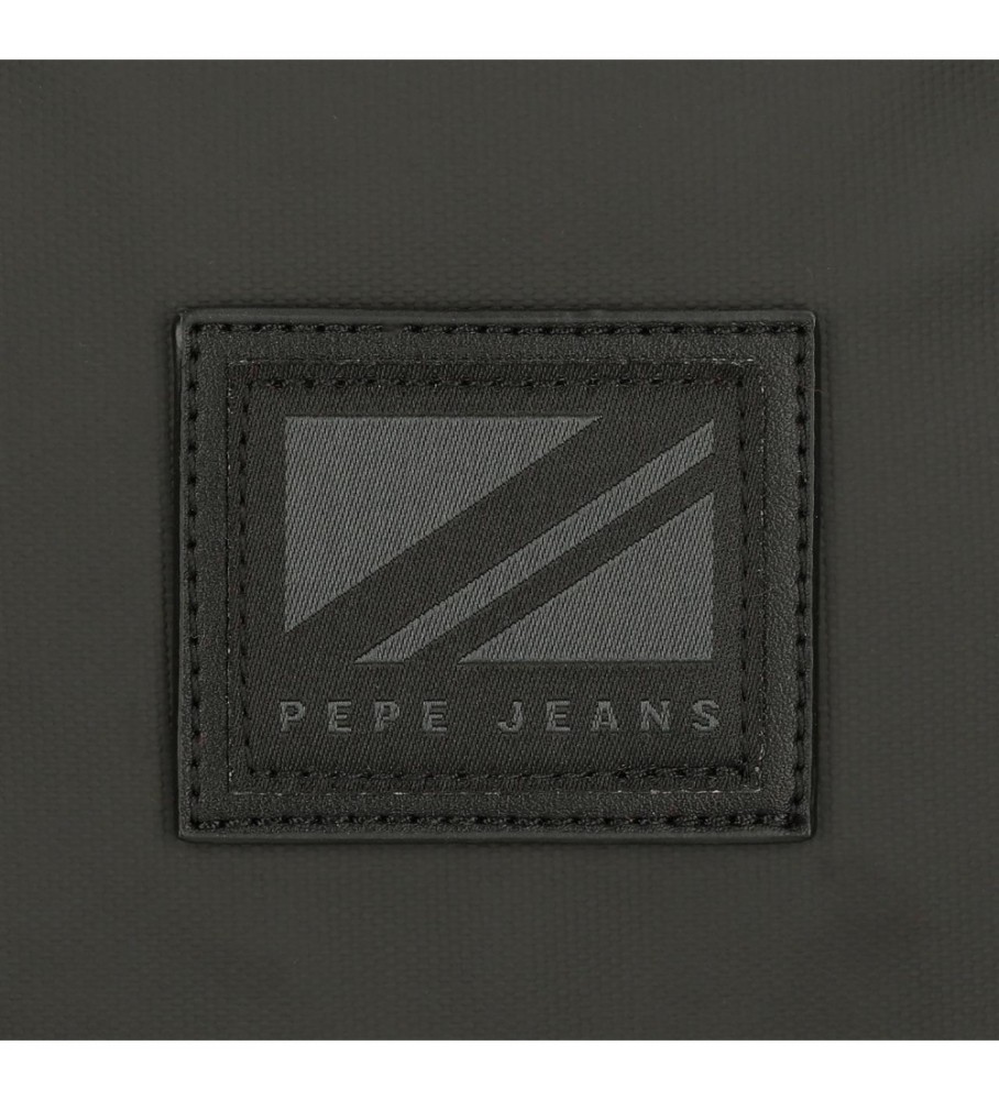 Bolsa de ombro grande Pepe Jeans, estojo para tablet preto Hoxton da Pepe Jeans