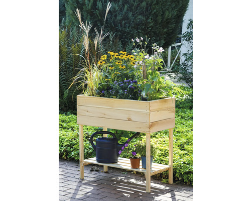 Verhoogd tuinbed op palen, dobar, inclusief plank, 80 x 40 x 78 cm, naturel
