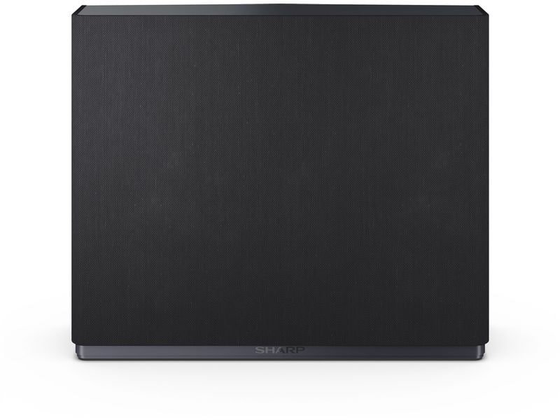 Sharp Subwoofer CPAWS0101 Schwarz Kompakter kabelloser Subwoofer, der aufrecht oder flach aufgestellt werden kann
