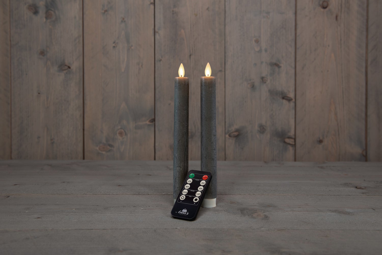 Anna's Collection LED dinerkaars zwart grijs D 2 H 23 cm 2 stuks