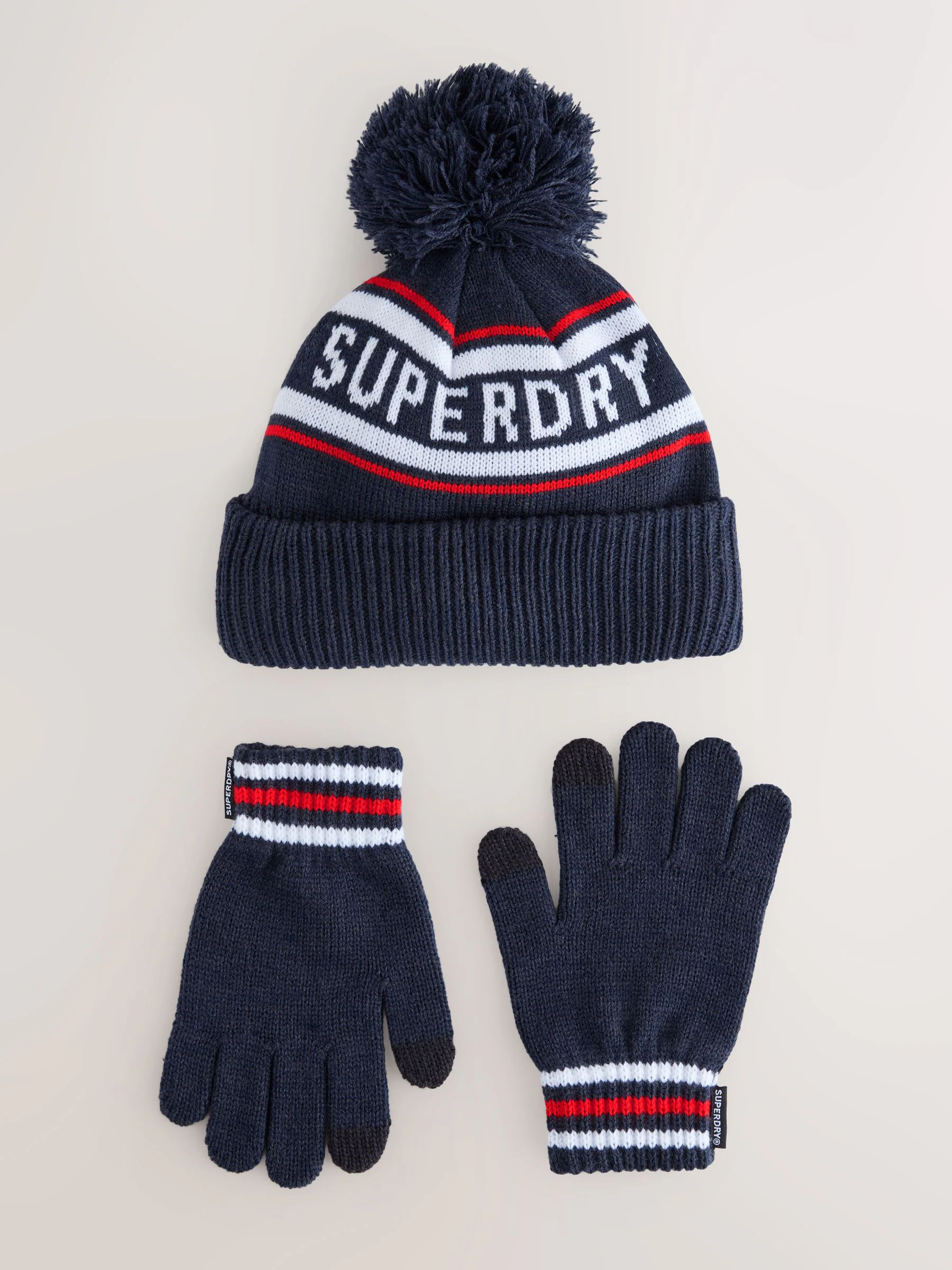 Superdry Pom Hat and Gloves Set