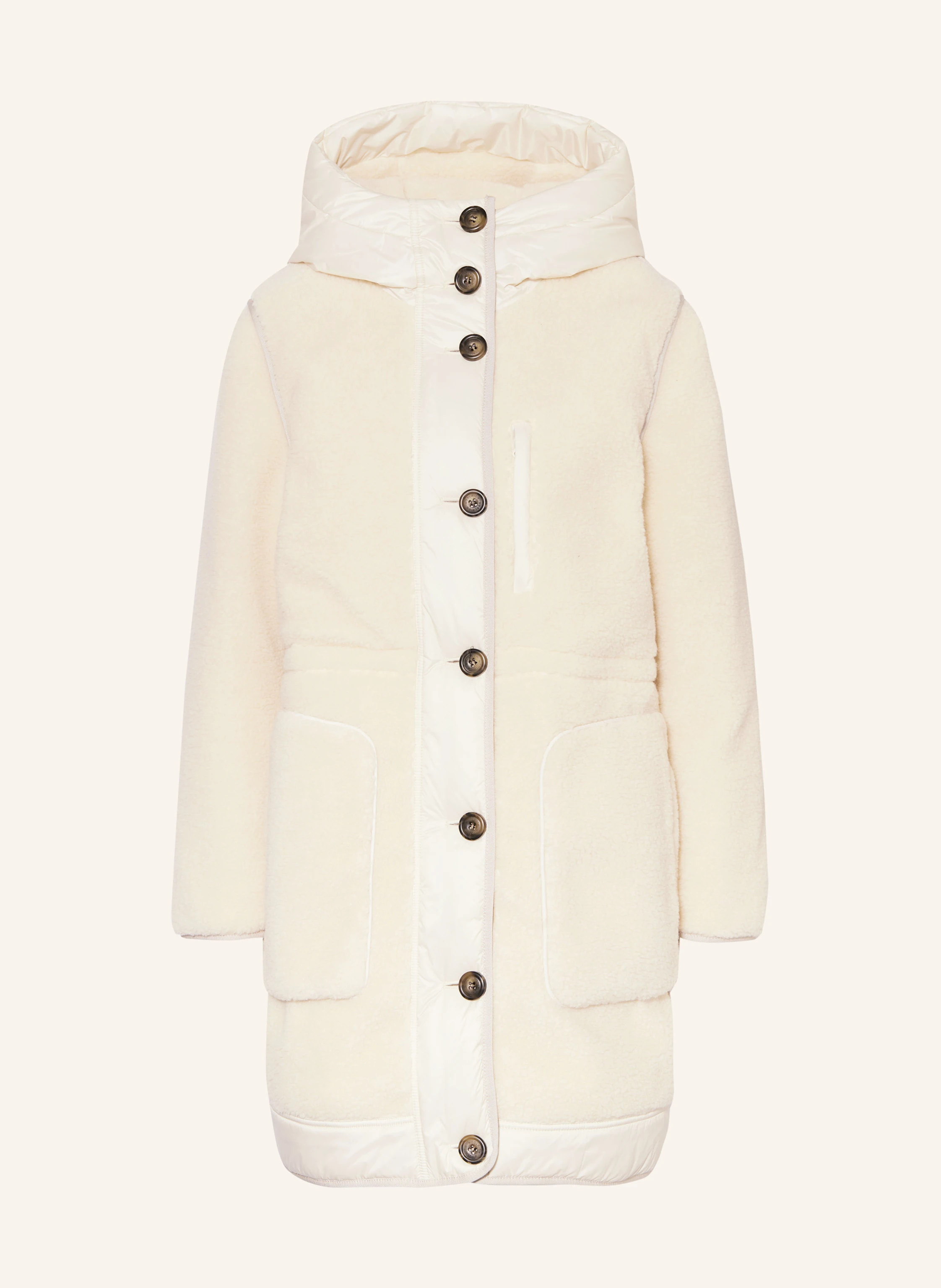 WOOLRICH Teddyfell-Mantel im Materialmix
