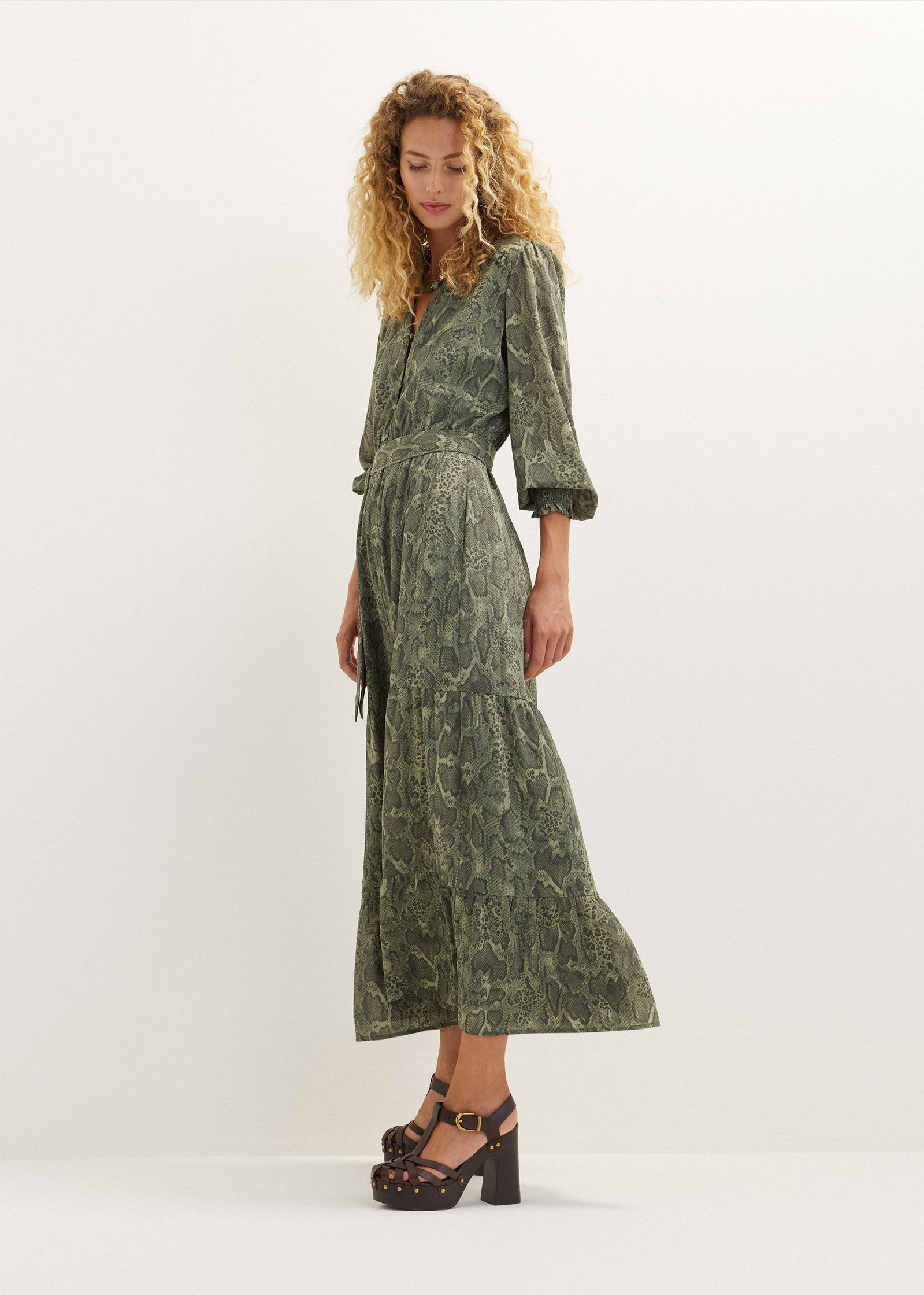 Maxi jurk met slangenprint