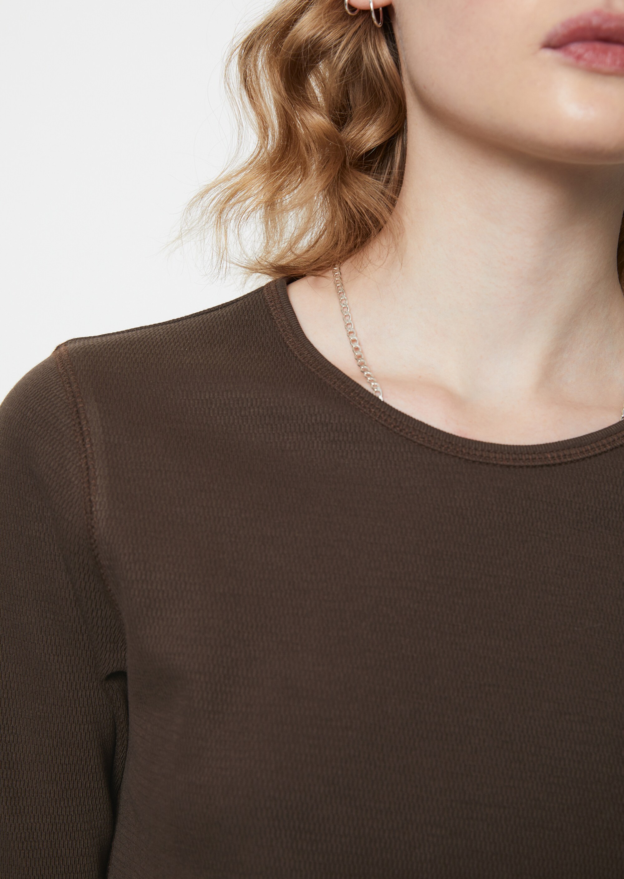 T-Shirt mit feiner Strukturaus Organic Cotton-Jersey