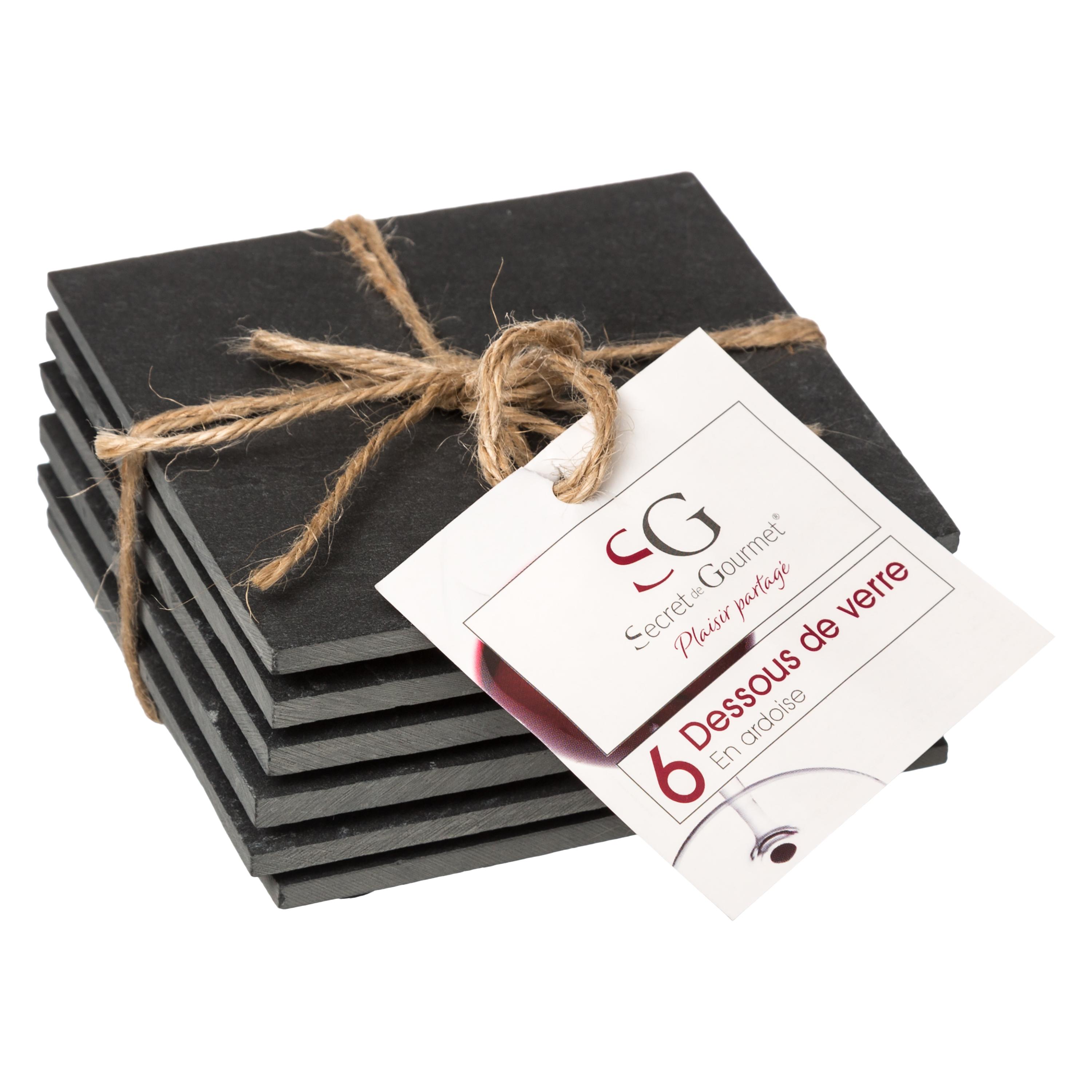 DESSOUS DE VERRE X6 PIECES ARDOISE 10X10CM