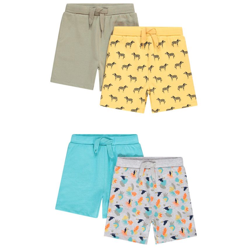 Lot de 4 bermudas en maille pour bébé garçon - Jaune