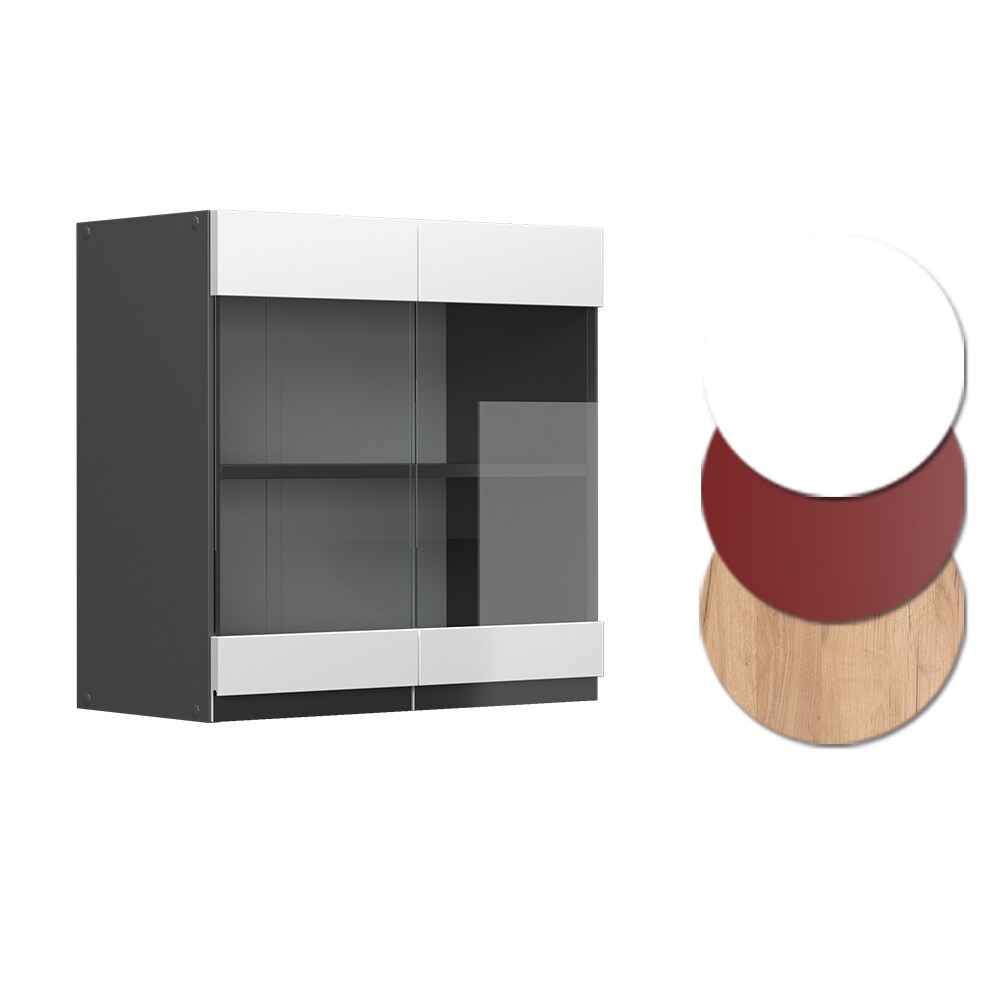 Vicco Glashängeschrank Küchenschrank Küchenmöbel R-Line J-Shape Anthrazit Weiß 60 cm modern