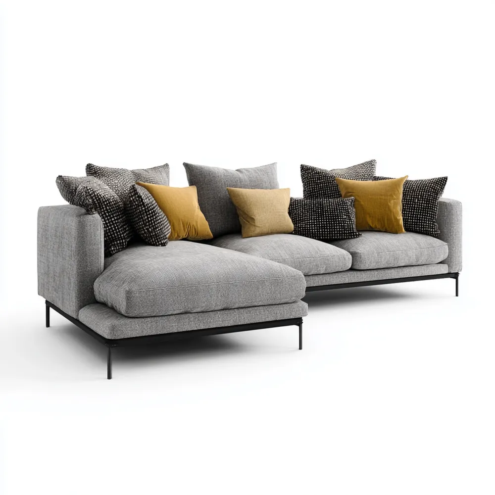 Ecksofa Stoff 280x170x80 cm – Hellgrau – Modernes Design