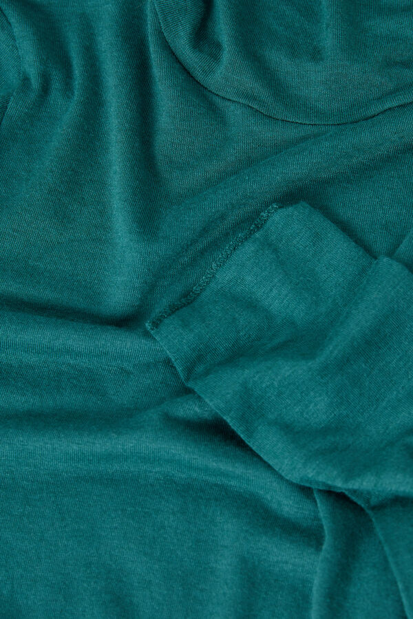 Camiseta de manga comprida com gola alta em cashmere modal ultraleve