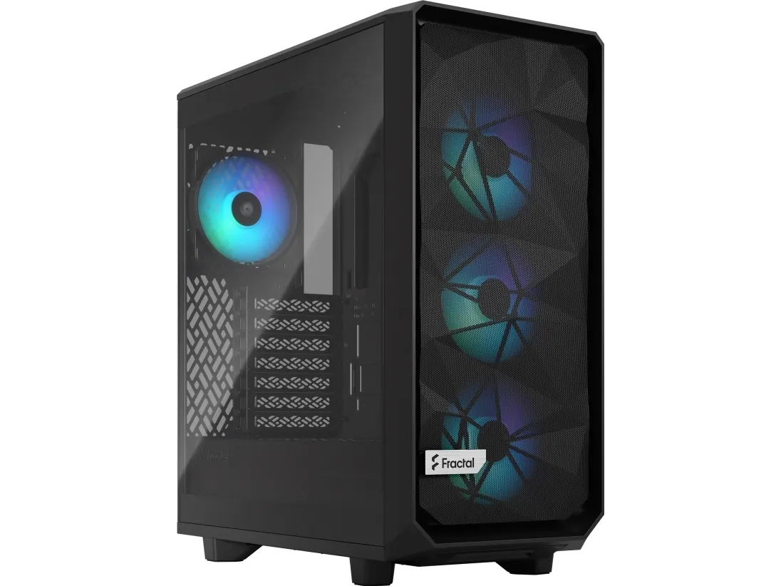 Fractal Design Meshify 2 Compact Lite - Mid tower - ATX - sidepanel med vindue (hærdet glas) - ingen strømforsyning (ATX) - sort TG-lystone - USB/Lyd