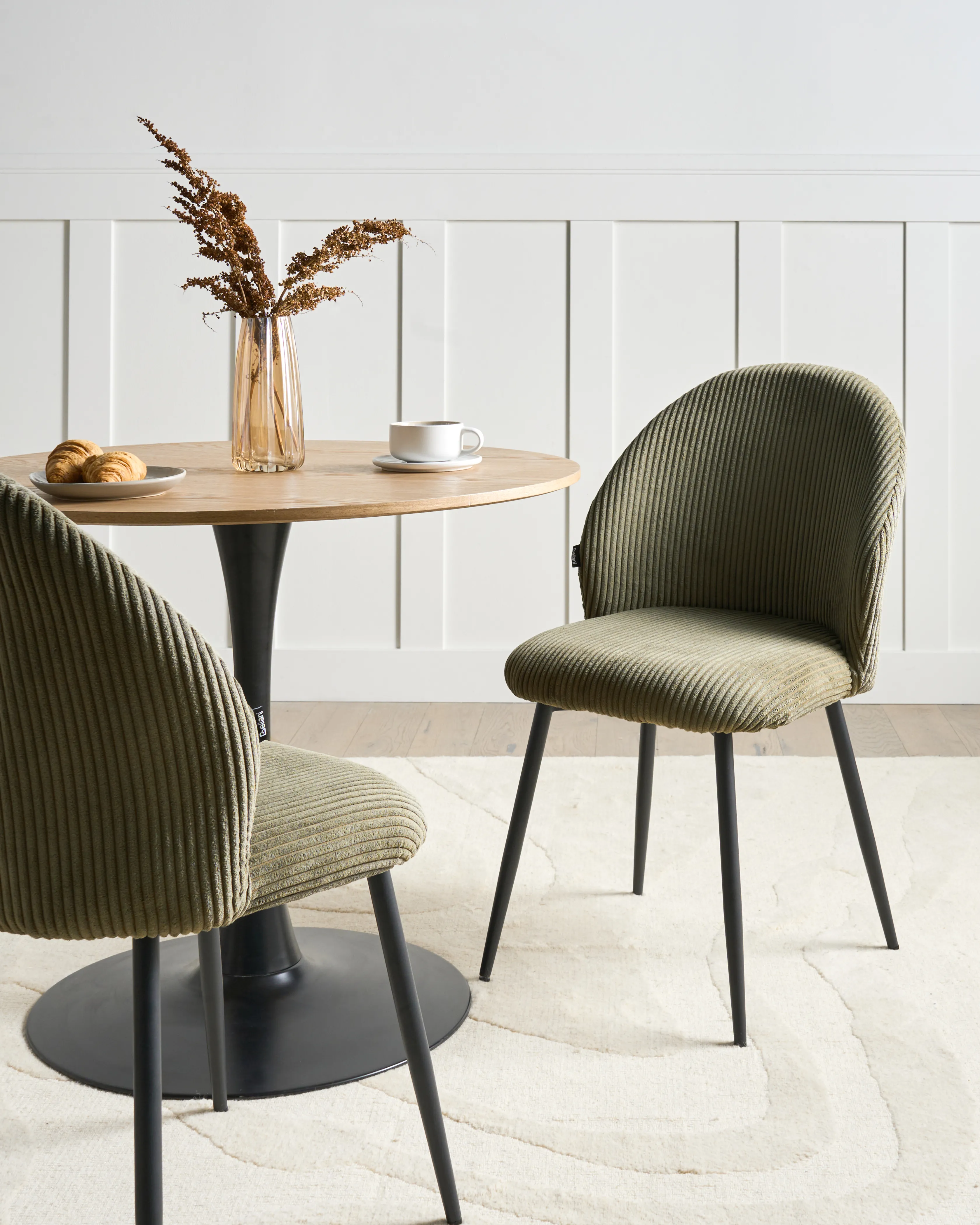 Set van 2 eetkamerstoelen ELOY Corduroy Donkergroen