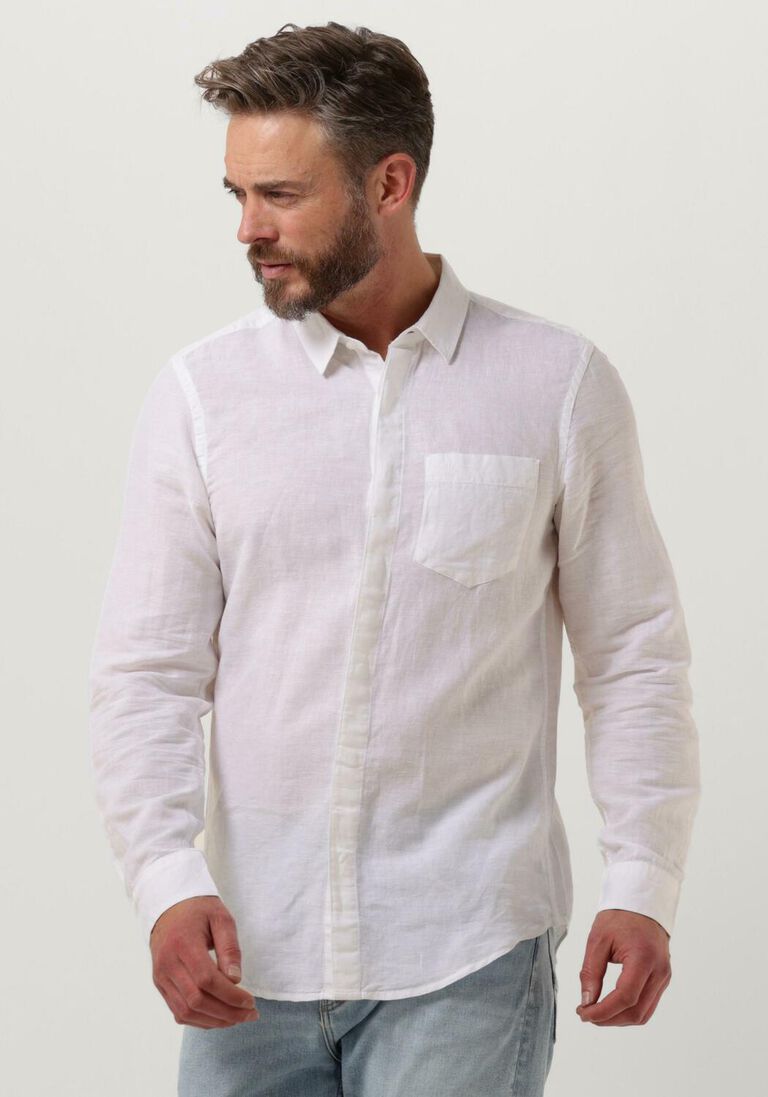 CALVIN KLEIN witte calvin klein casual overhemd linen cotton regular shirt