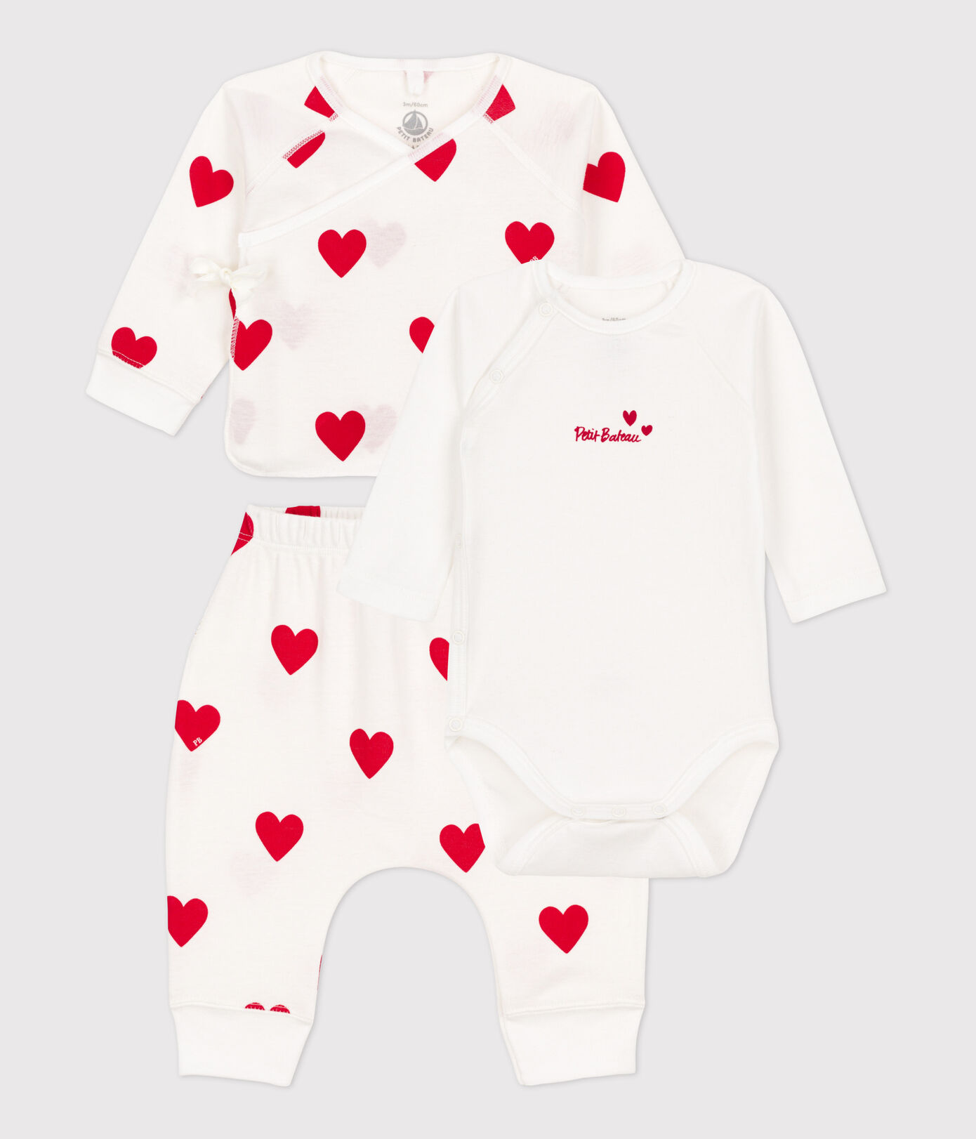 Ensemble 3 pièces rayé en coton bébé