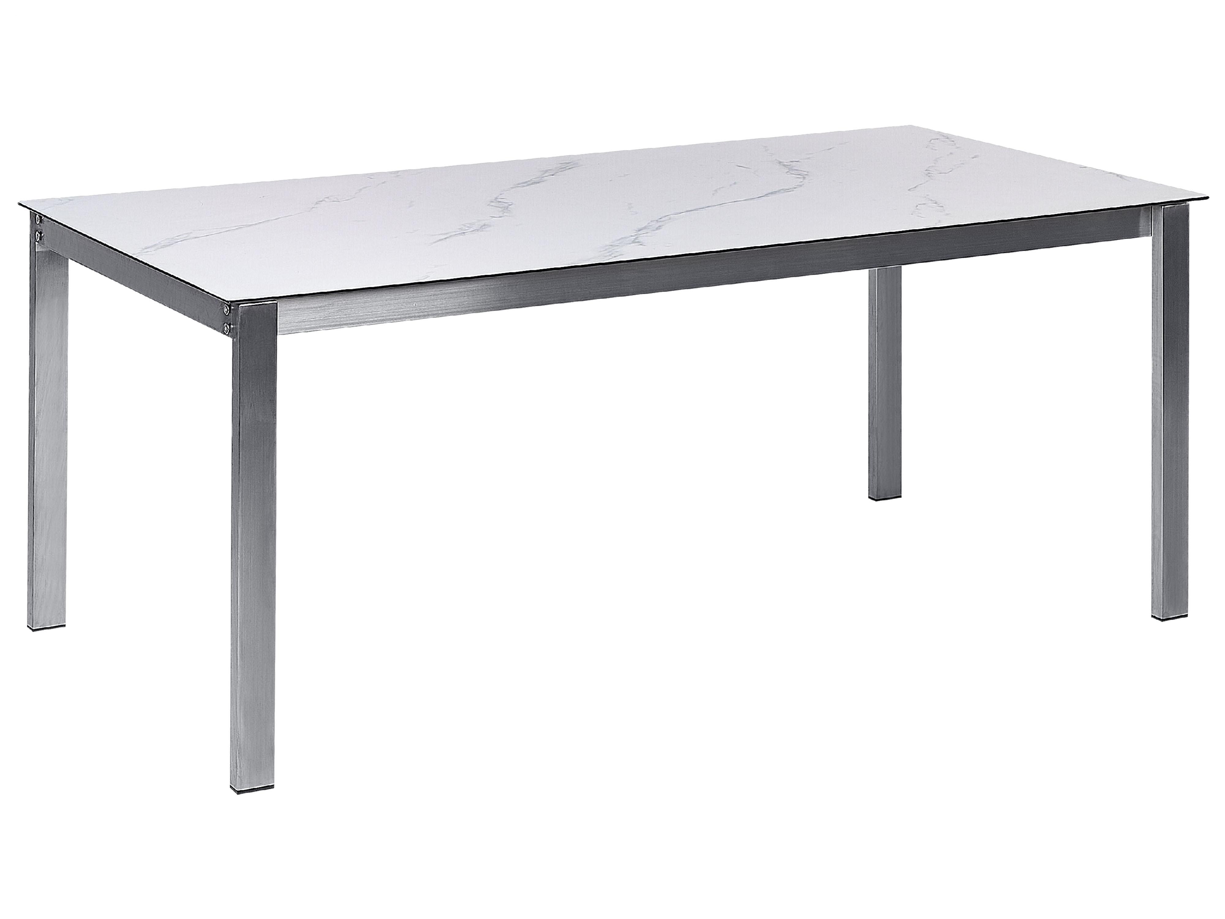 Tuinset 4-zits COSOLETO/GROSSETO Veiligheidsglas Marmereffect Wit marmer