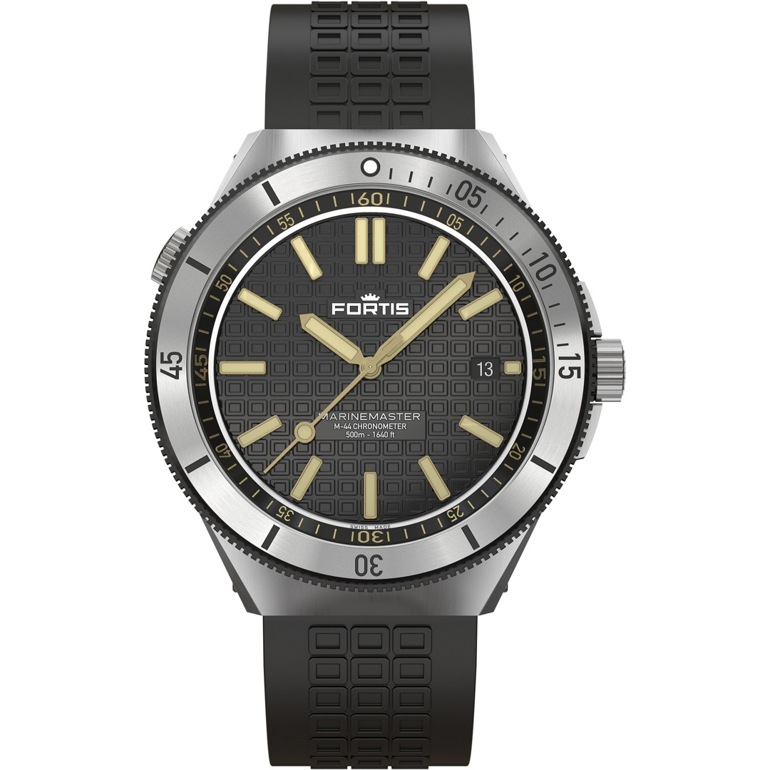 Fortis Marinemaster M-44 Chronometer Black Resin Horizon Strap