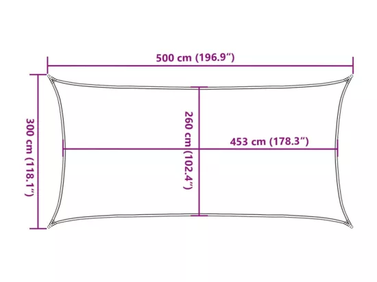 Voile d'ombrage gris clair 5x3 m 100% polyester oxford