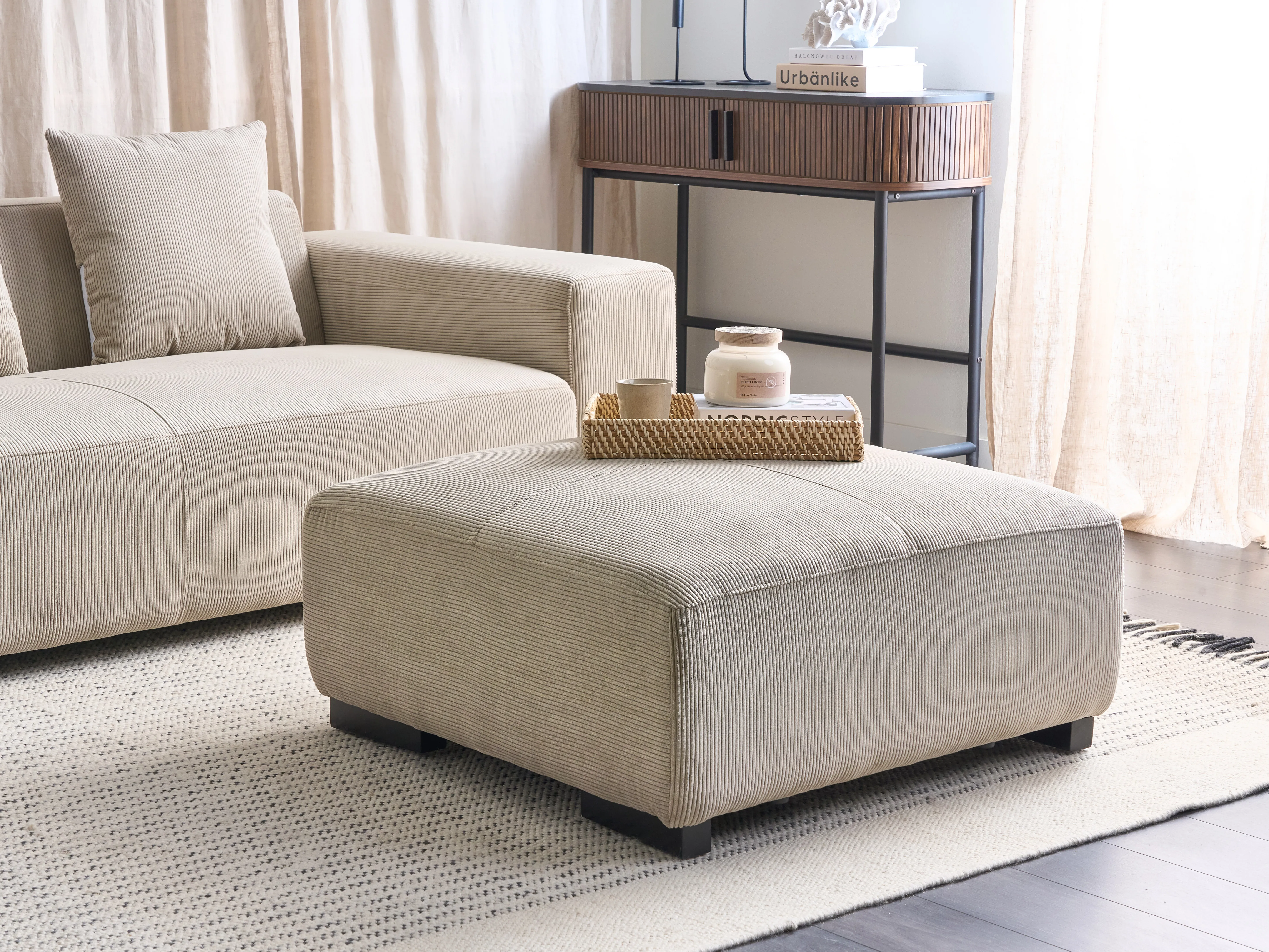 Ottomaan LUNGO Corduroy Beige