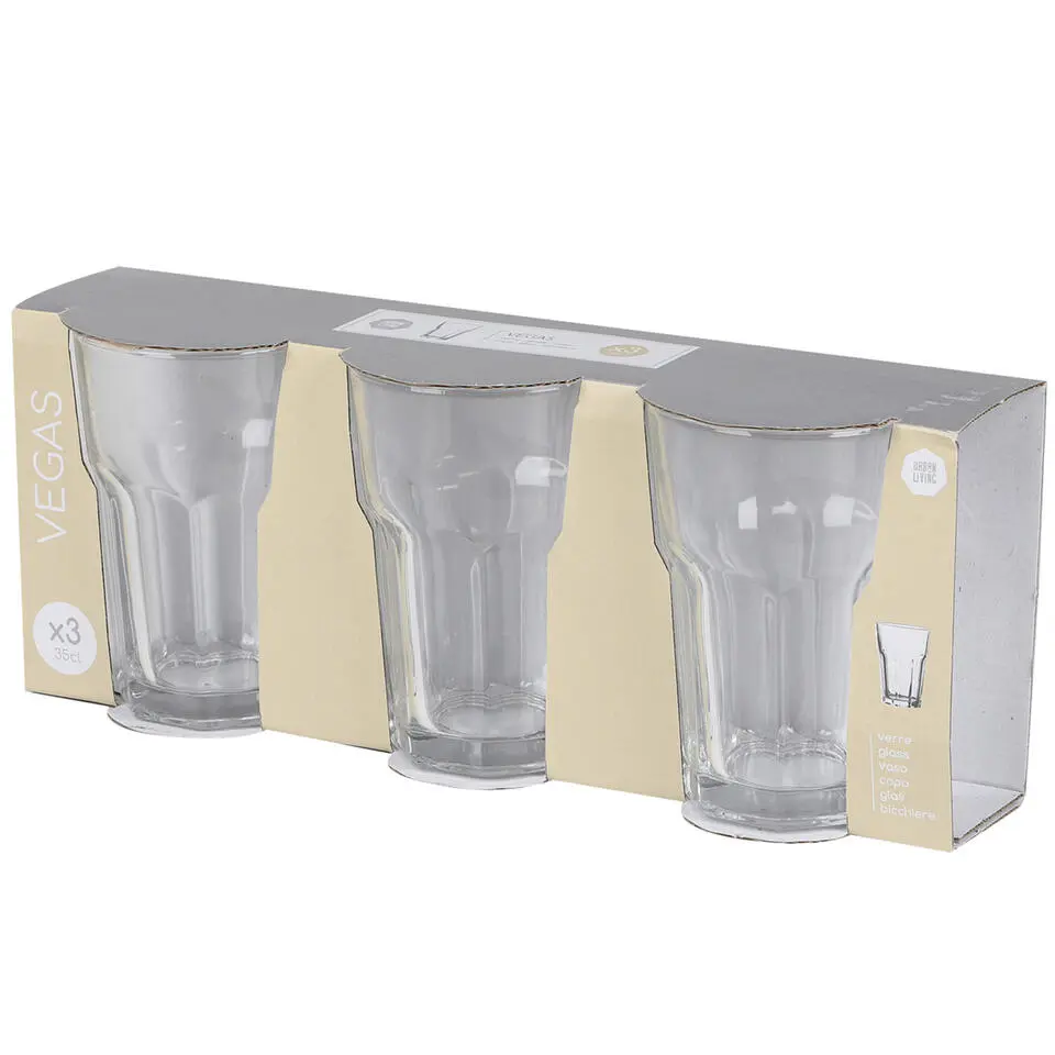 Urban Living Waterglazen Vegas - transparant glas - 3x - 350 ml