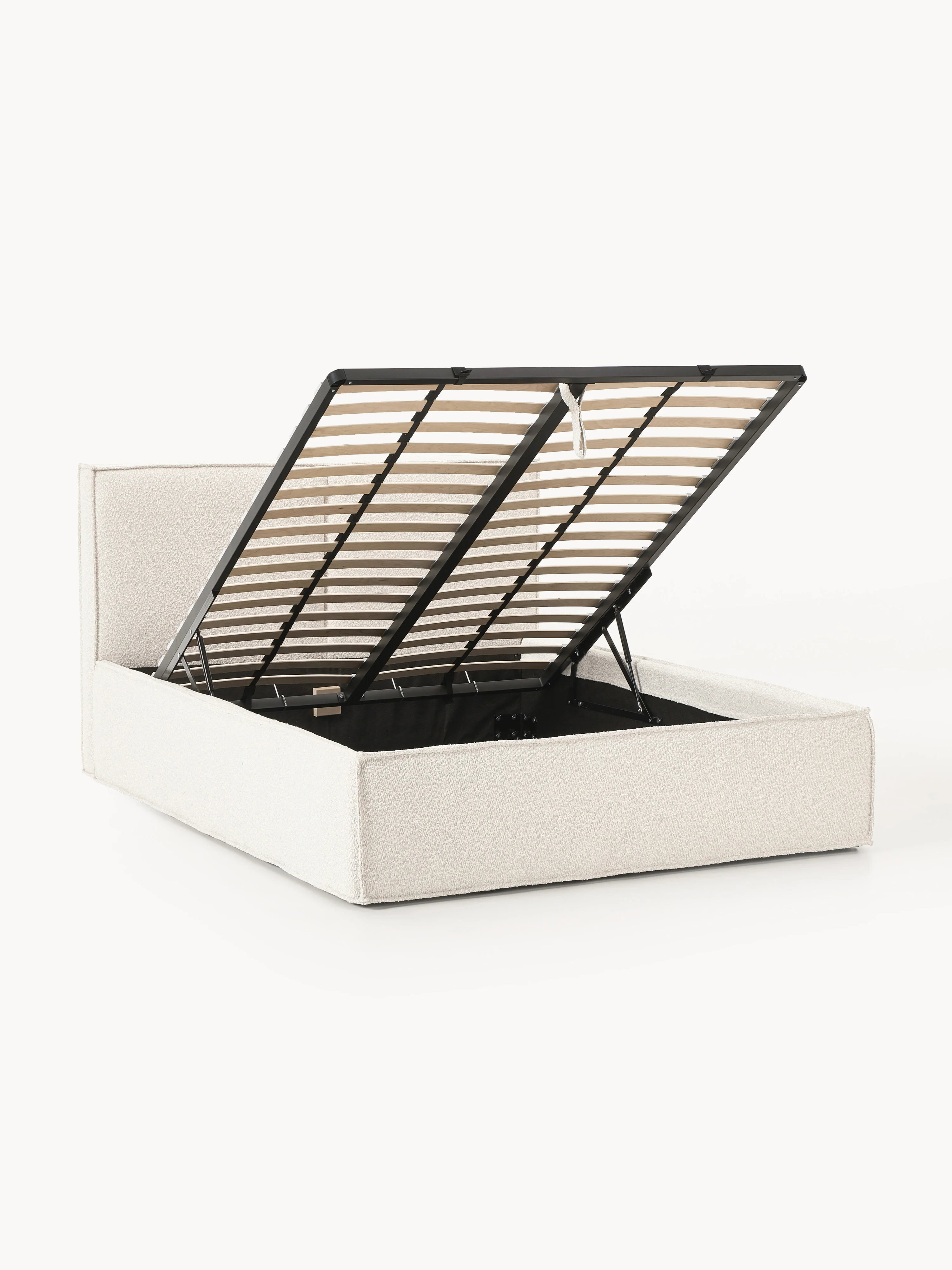 Bouclé gestoffeerd bed Dream met opbergruimte
