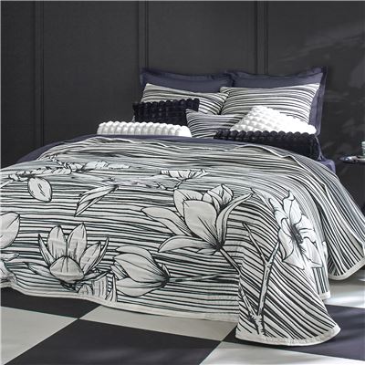 Jeté jacquard grandes fleurs