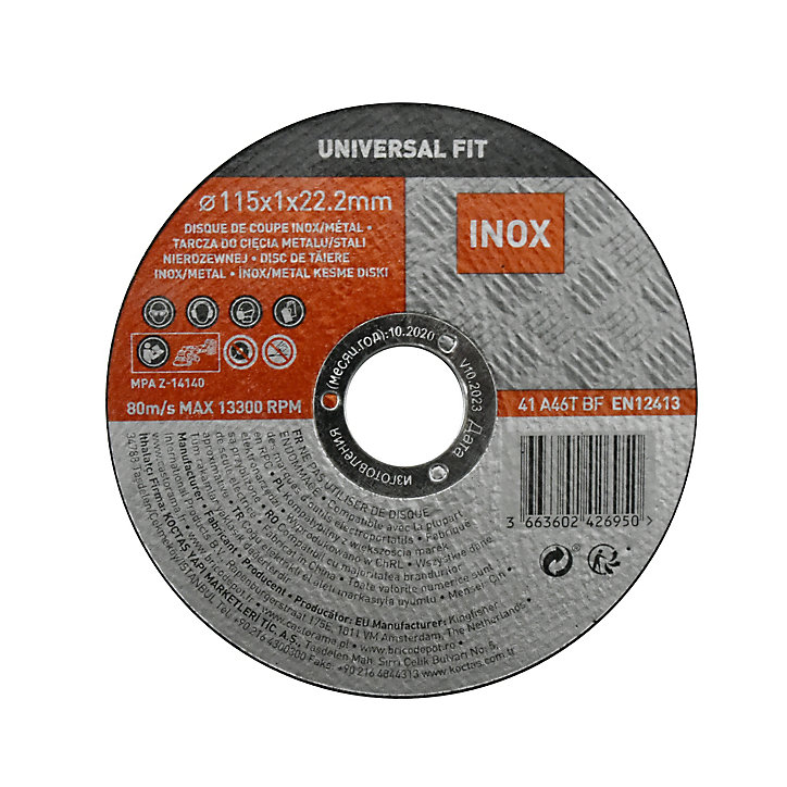 Disque de coupe métal/inox 115x1x22,2 mm Universel fit