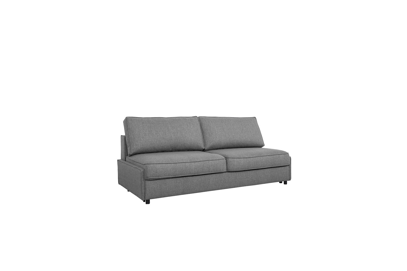 Alex 3-seter sovesofa uten arm Tekstil Niva Light Grey med ben i sort plast. Liggemål 150x200 cm