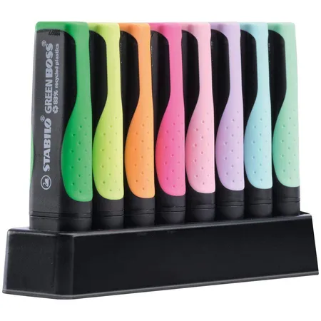 Umweltfreundlicher Textmarker - STABILO GREEN BOSS 8er Tischset - mit jeweils 4 verschiedenen Pastell- und Leuchtfarben