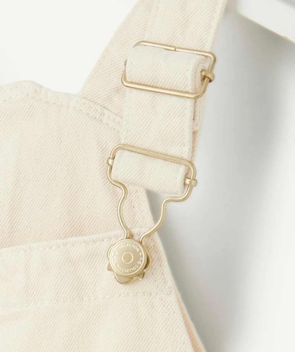 SALOPETTE WIDELEG FILLE EN DENIM BEIGE LOW IMPACT