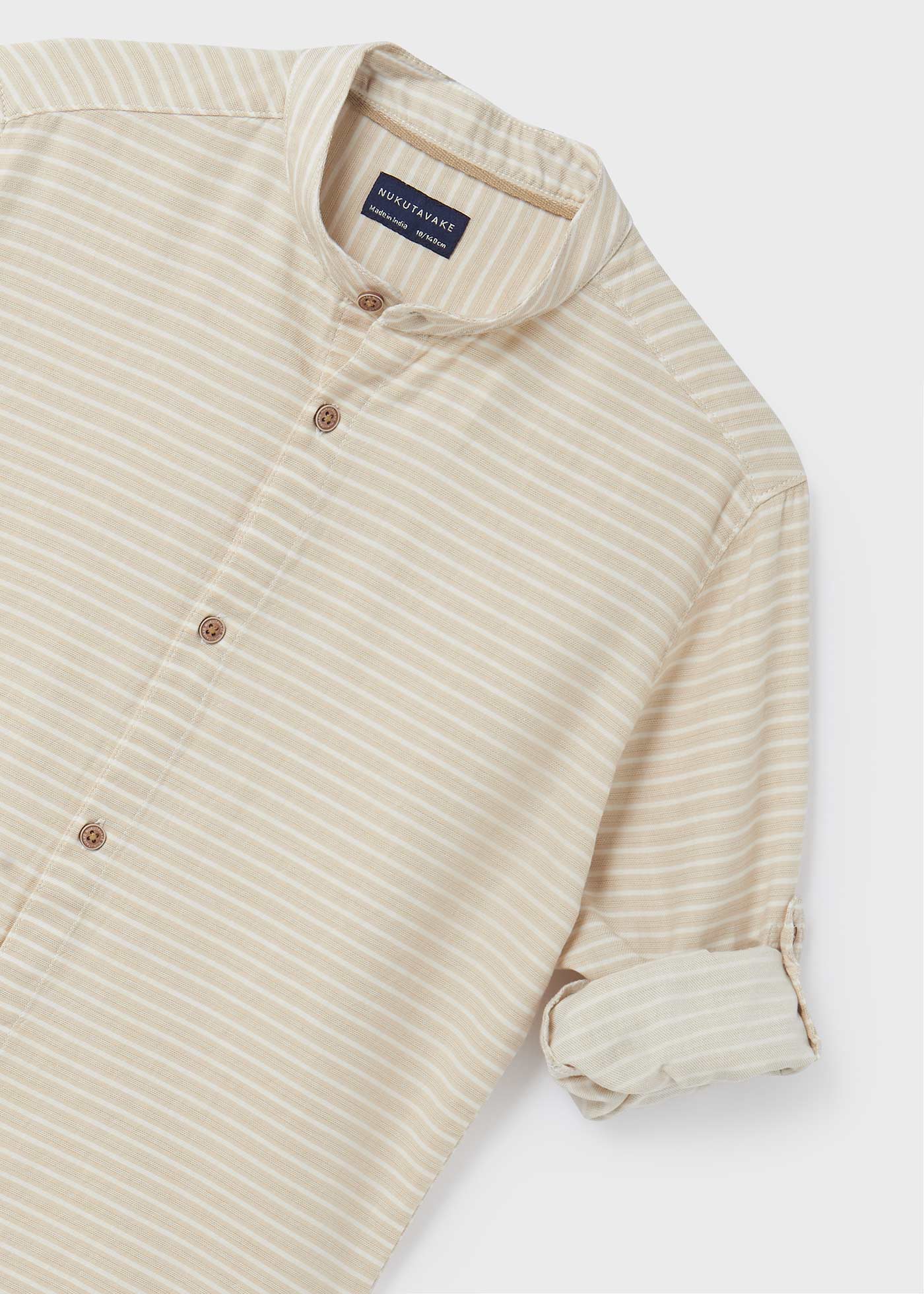 Camisa mandarim listrada para menino