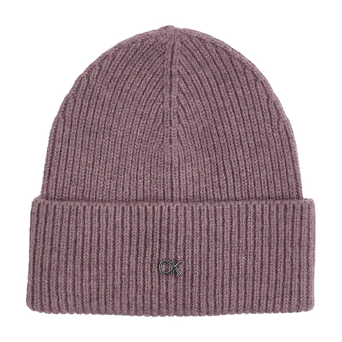 Calvin Klein Chunky Rib CK Metal Beanie Dames