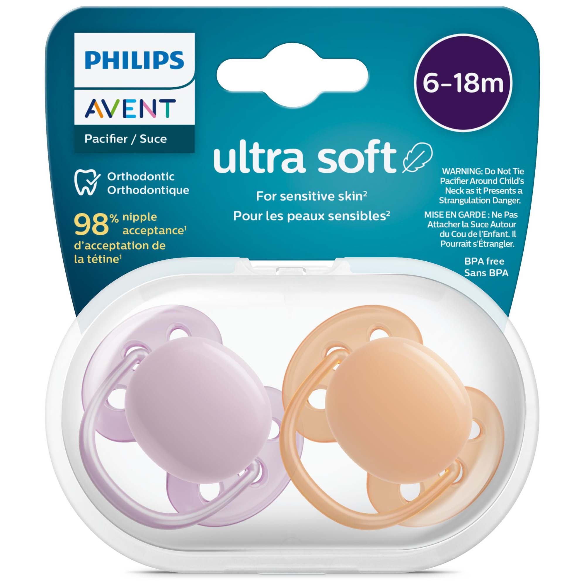 Philips Avent Ultra Soft Fopspeen 6-18mnd 2-pack oranje