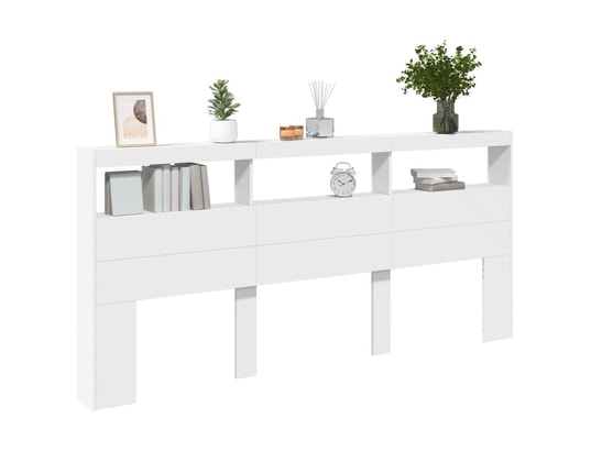 VIDAXL - Armoire tête de lit avec led blanc 220x17x102 cm