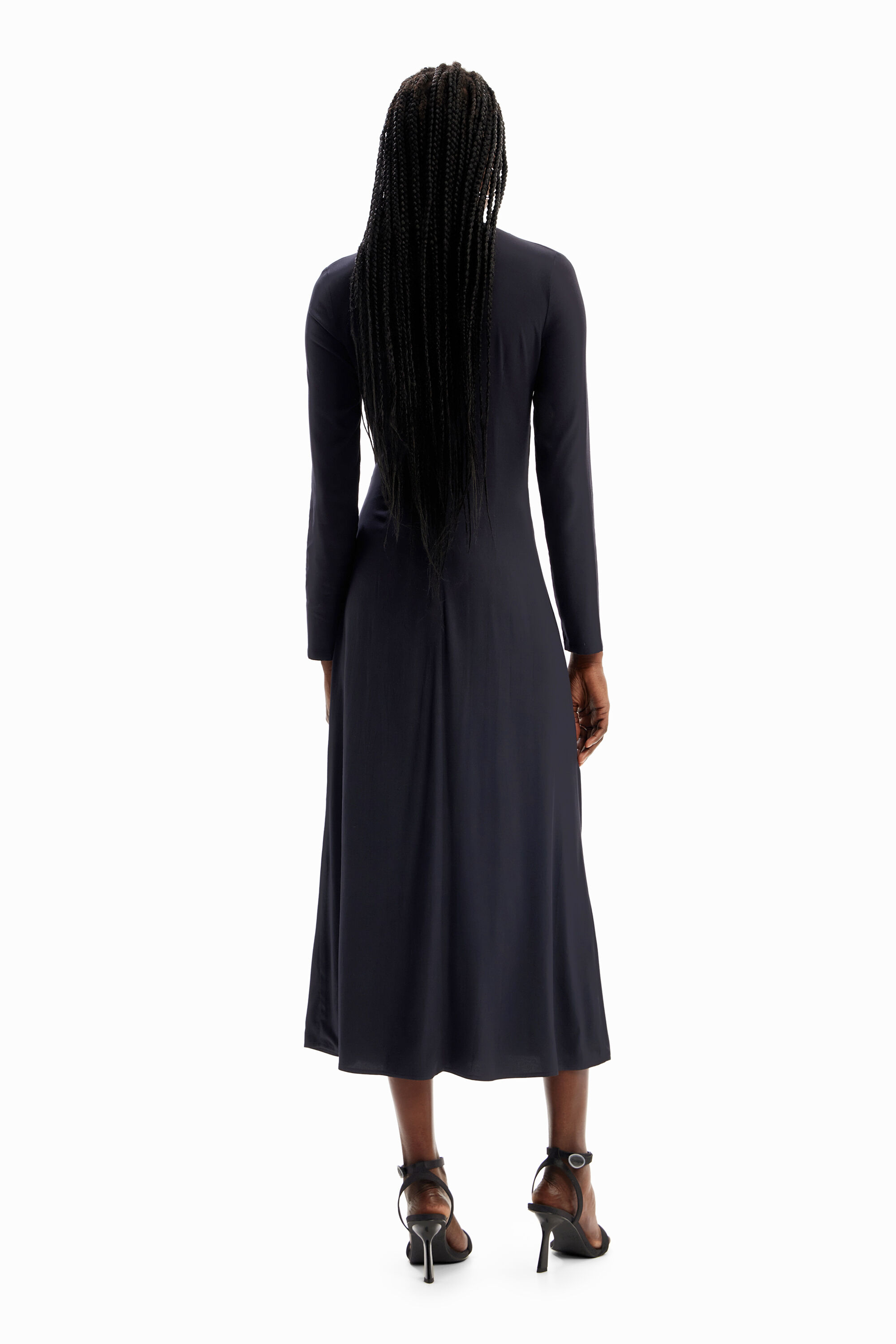 vestido midi franzido