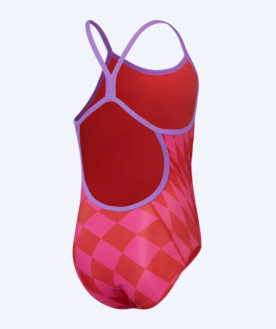 Speedo badedragt til piger - Allover Digital V-Back - Rød/lyserød